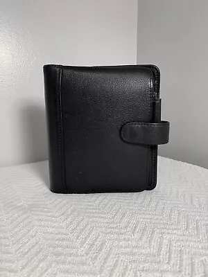 Vintage 90's FRANKLIN QUEST Black Leather 6 Ring Binder Planner Organizer 7 1/4  • $20