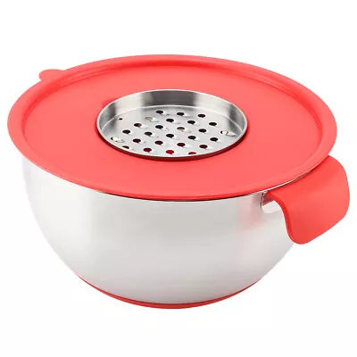 Stainless Steel Egg Mixing Salad Bowl With Handle Grater Lid Kitchen C 4024 AS • £35.90