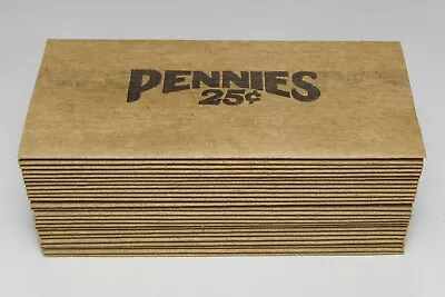 VTG Standard Paper Goods 25¢ Pennies Coin Roll Wrappers For Wheat Cents 25pc Tan • $14.99