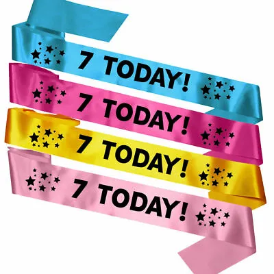 Childrens Kids 7 Today 7th Birthday Party Sash Badge Bag Favour Decorations • £4.95