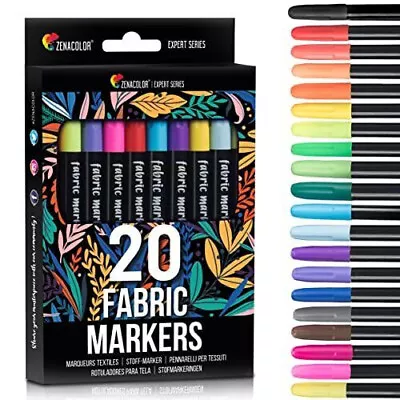 20 Fabric Pens Permanent For Clothes T Shirts Fabric Bag Craft Paint PenNew • £7.95