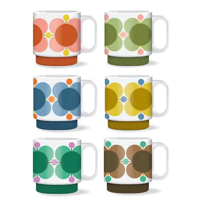 Orla Kiely Stackable Mugs Atomic Flower Design Set Of 2 4 Or 6 Mugs Gift Box • £18