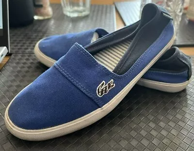 Lacoste Marice LCR Blue Slip On Cotton Canvas Trainers Girls  Size 2 Shoes • £12