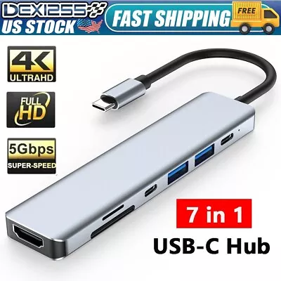 Multiport USB-C Hub Type C To Ethernet USB 4K HDMI PD Adapter For MacBook Laptop • $14.80