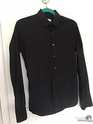 Vgc Mens Poggianti 1958 Italian Made Designer Slim Fit Shirt Size 15 Black • £12.99