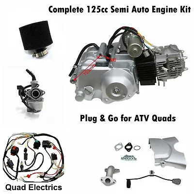 125cc 3+1 Semi Auto Engine Motor 3 Speed + Reverse Gear QUAD ATV BUGGY Go Kart • $355.96
