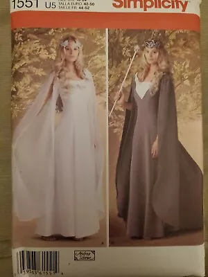 Simplicity Sewing Pattern 1551 Queen Princess Medieval Gown Sizes 16-24 Uncut  • $10