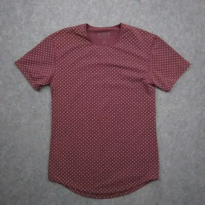 BYLT Shirt Mens Small Maroon Polka Dot Drop Cut V Neck Lux Performance Stretch • $19.95