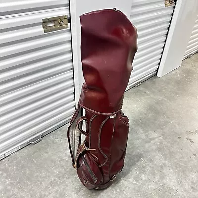 Ron Miller Golf Bag Cart Bag Pro Model  6 Way Crocodile Faux USA  Burgundy Vtg • $90