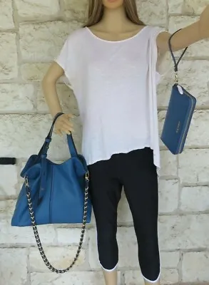 Michael Kors Downtown Astor Leather Shoulder Bag OR Bag+Wallet Blue Chambray  • $379.99