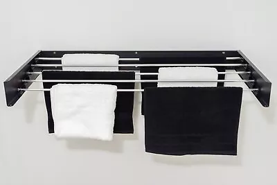 Wall Mounted Laundry Clothes Drying Rack Airer Black - 100cm - Folding • £38.99