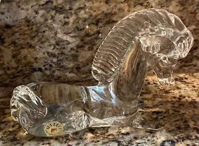 Vintage Murano Art Glass Horse Crystal Horse Lying Down .Italy. 1950 - 1960. • $75