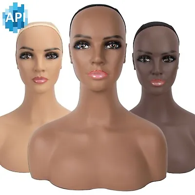 18  Realistic Mannequin Wig Head PVC Manikin Shoulder Bust Stand Display Hair CM • $42.99