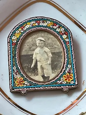 Gorgeous Micro~Mosaic Miniature Arch-type Footed Frame~ITALY~Antique Boy Photo • $69.99