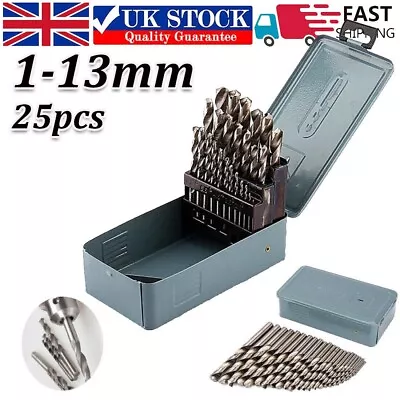 25 Piece HSS Cobalt Metal Drill Bit Set 1mm-13mm Quality High Speed Metric Tools • £14.89