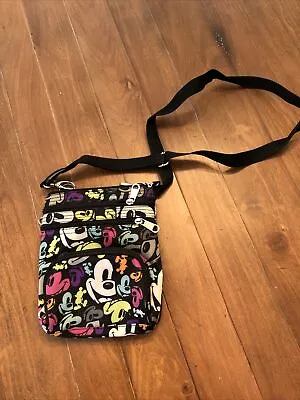 Disney Mickey Mouse Colorful Triple Zip Hipster Purse Bag • $10.95