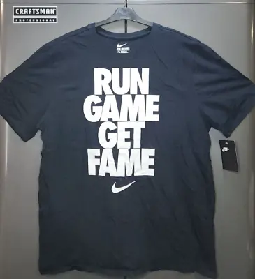 Mens Extra Large Nike Cotton T-Shirt Run Game Get Fame Black FREE SHIPPING!! • $22.21