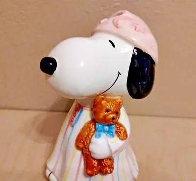 Vintage Schmid Peanuts Snoopy Ceramic Nightshirt Music Box  My Favorite Things • $270