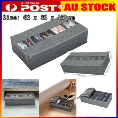 $48.99 • Buy Foldable Shoes Organizer Holder Under Bed Closet Six-grid Washabl W/ Clear Cover