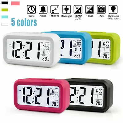 Alarm Snooze Clock Night Light Thermometer Digital LED Display Battery Operated. • $14.79