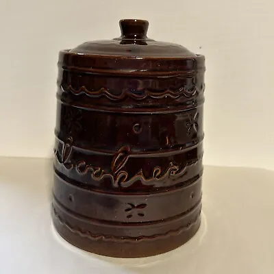 Vintage Mar-Crest Ovenproof Stoneware Cookie Jar Crock Dots & Daisies • $20