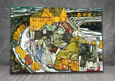 Egon Schiele Crescent Of Houses Island Town CANVAS PAINTING ART PRINT  1094 • £19.87