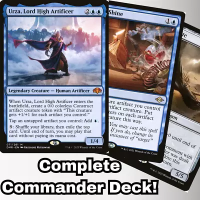 Custom Commander Deck Urza Lord High Artificer 100 Magic Cards EDH MTG Blue • $102.59