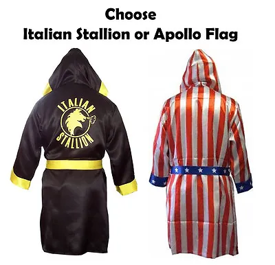 Adult Mens Rocky Balboa Movie Boxing Robe Costume American Flag/Italian Stallion • $29.95