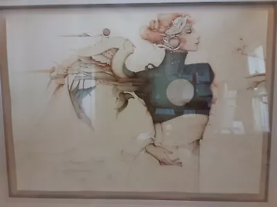 Michael Parkes Stone Lithograph Angel Experiment 65/90-1988.  Becoming Rare.  • $2600