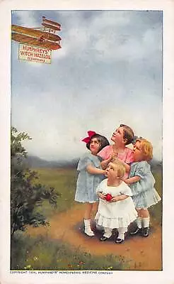 Humphrey's Witch Hazel Oil 1909 Postcard  Unused 4 Children & A Bi-Plane • $15