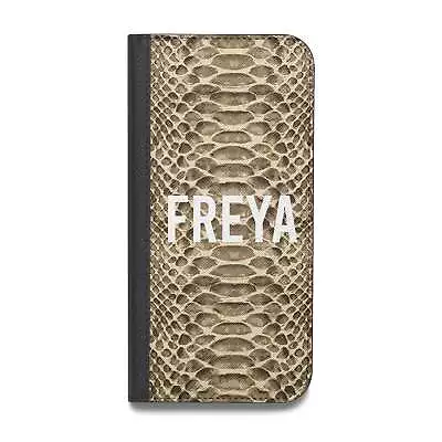 Personalised Tan Snakeskin Vegan Leather Flip IPhone Case For IPhone 14 13 12 11 • £8.95