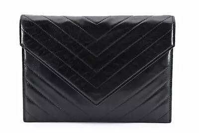 Yves Saint Laurent [Rank AB] YSL V-stitch Leather Clutch Second Bag Authentic • $275.67