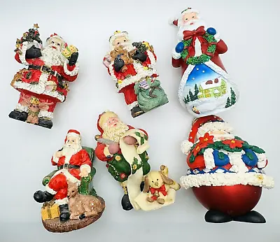 Lot Of 6 Vintage Santa Figurines Ceramic 5-6  Detailed Adorable LOOK • $17