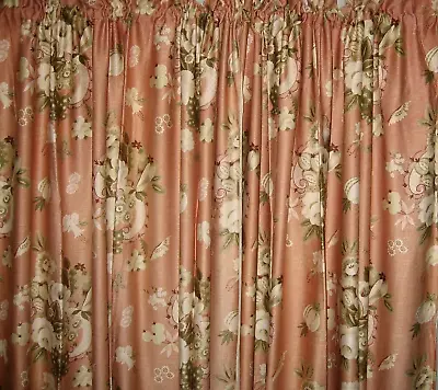 VtG 50s WAVERLY Bonded 4 Textured Soft Pink Floral Country Curtains Drapes 45x80 • $160