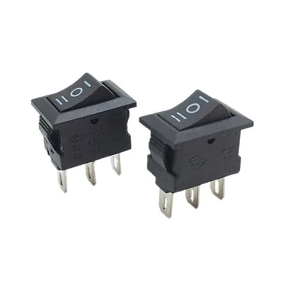 Mini Rocker Switch 3-PIN ON-OFF-ON SPDT 125VAC/6A 250VAC/3A Black 2/5/10 Pieces • $5.49