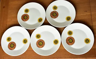 Vintage J&g Meakin Palma Sunflower Lunch / Dinner Plates X 5 • £14.99