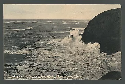 Postcard Waves Of Pacific Ocean North Head Lighthouse 1907 Ocean Park Washington • $35