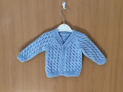 Blue Hand Knitted Baby Cardigan - Size 0-3 Months • £6.50