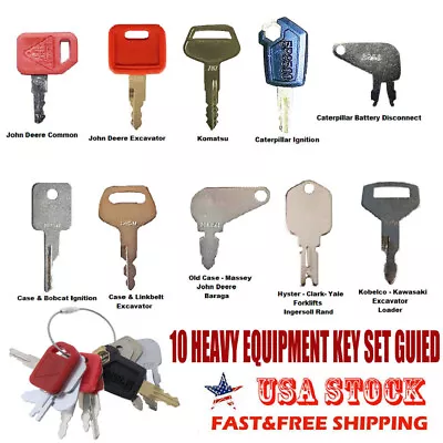 10X Heavy Construction Equipment Ignition Key Set For Cat Case JD Komatsu Hyster • $10.95