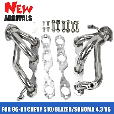 Stainles Exhaust Header Manifold Fits 96-01 Chevy S10 Blazer Sonoma 4.3L V6 4Wh • $129.99