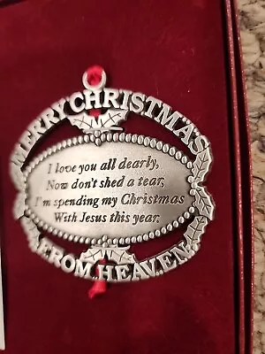 NEW Merry Christmas From Heaven Pewter Ornament Loved One Memorial Ornament • $7.99