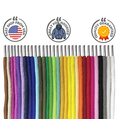 Hoodie Drawstring Cord Replacement Premium 100% Cotton 1/4 Round Metal Ends • $8.99