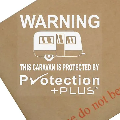 4 X This Caravan Is Protected By Protection Plus Internal Stickers Safety Secure • £3.49