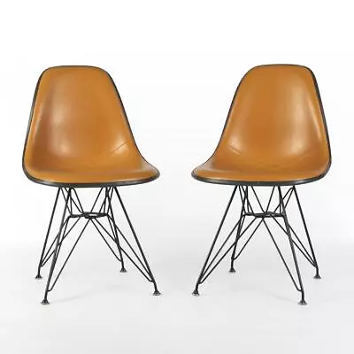 Herman Miller Eames Chairs Orange Pair (2) Original Upholstered DSR Side Shells • £775