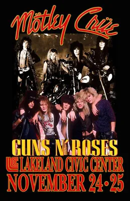 Motley Crue & Guns & Roses Poster 11 X 17 NEW !  FREE Shipping ! • $20