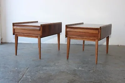 Mid Century Modern Walnut End Tables First Edition Collection By Lane • $1850