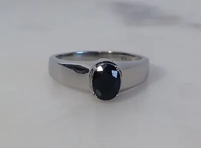 Men's Ring Size 11 Midnight Sapphire Solitaire In Stainless Steel 2.50 Ctw • $35.99