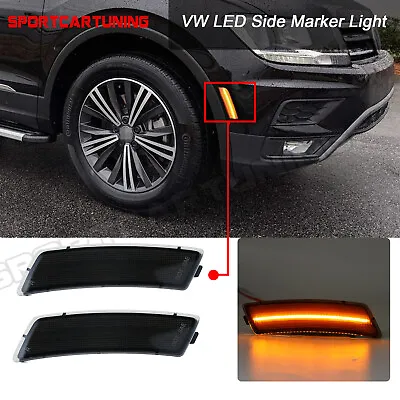 Smoked Lens LED Front Bumper Side Marker Lights For VW Beetle 12-19 Tiguan 18-23 • $35.99