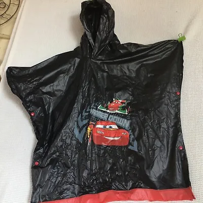 Kids Disney Cars Lightning McQueen Rain Jacket  Poncho Hammer Down Black 1 Size • $10