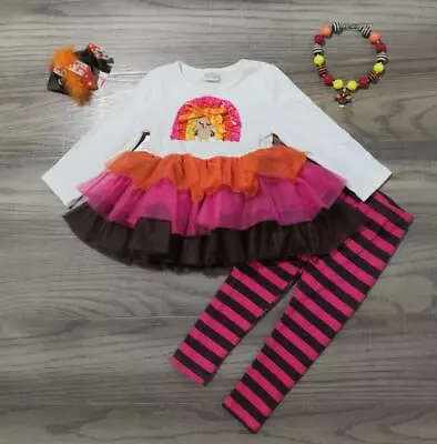 NEW Boutique Thanksgiving Turkey Girls Tutu Tunic Leggins Outfit Set • $12.34